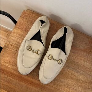 Elegant Cream Loafers with Gold Accent